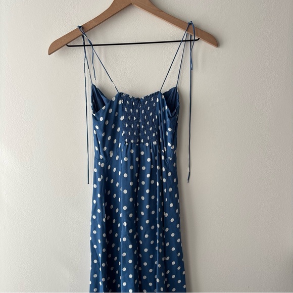 Reformation Juliette blue and white polka dot dress Sz‎ 0P NWT - Picture 8 of 11